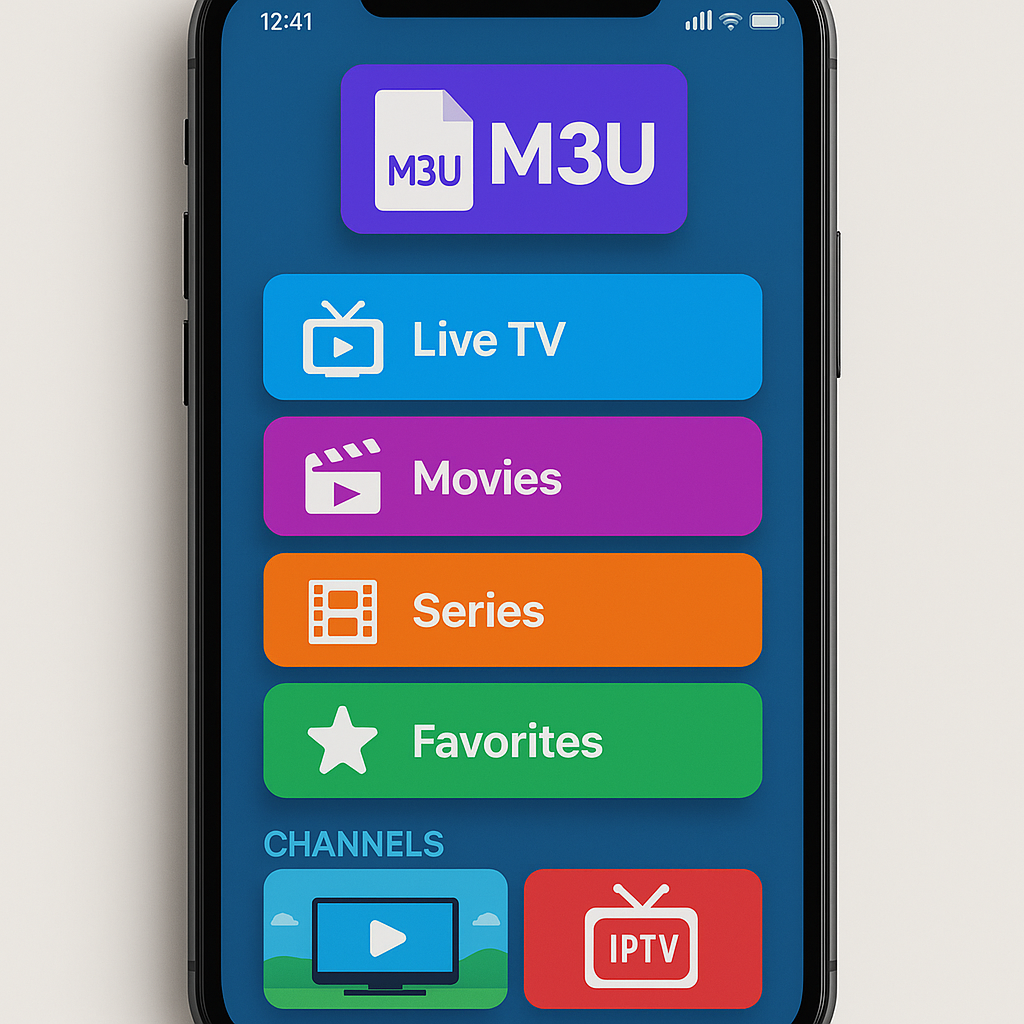 M3U apps interface on smartphone