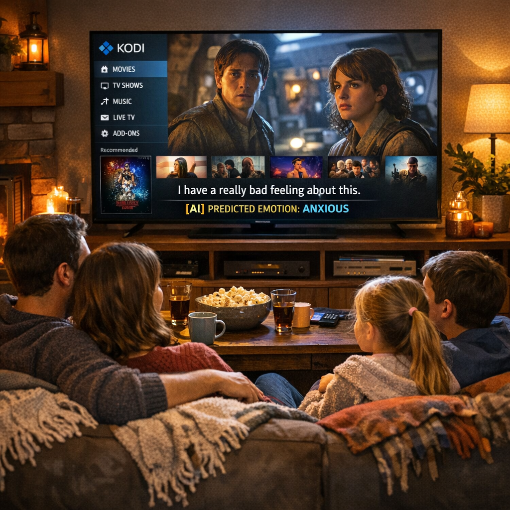 Family enjoying media with Kodi AI