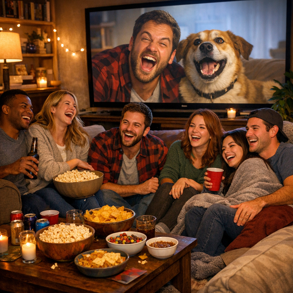 friends enjoying movie and entertainment playlists