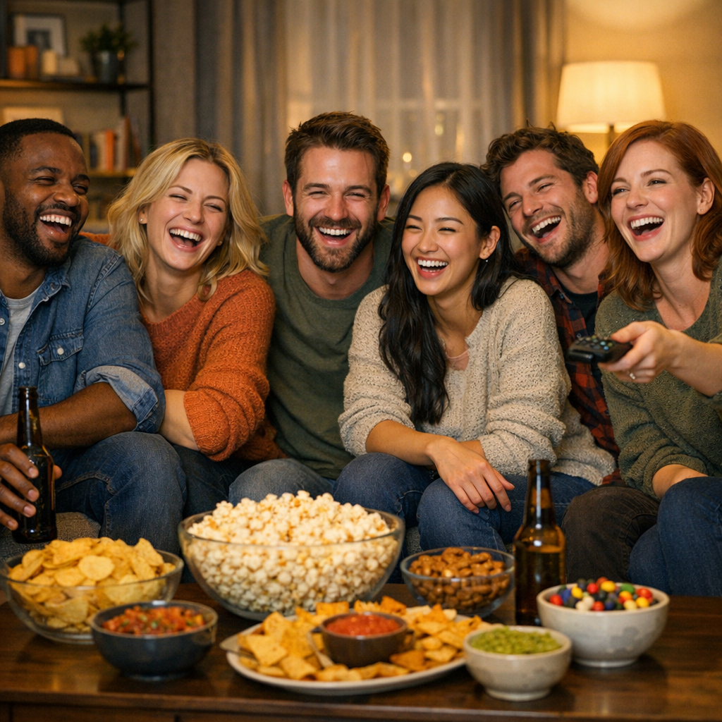 friends enjoying binge-worthy TV series