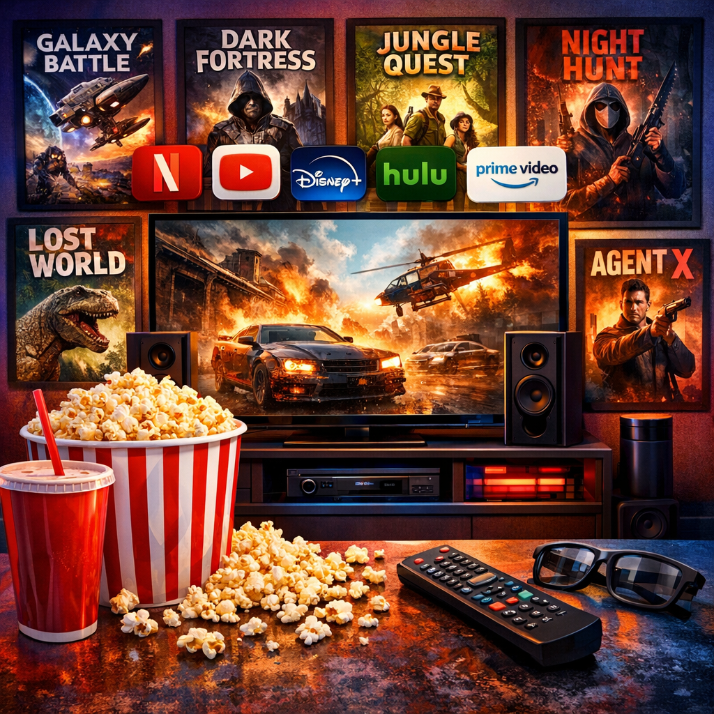 Collection of VOD movies and streaming icons