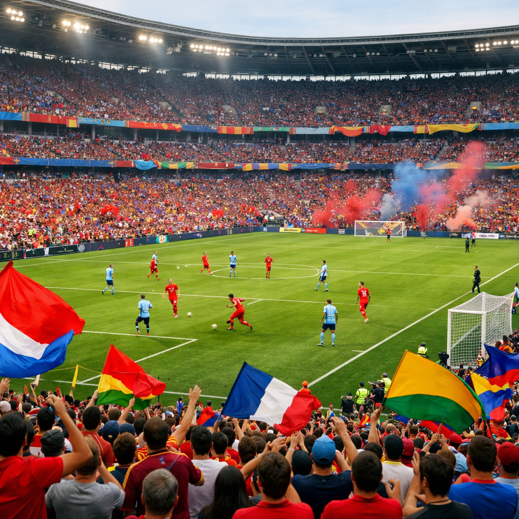 Event streams showcasing a live sports match in a packed stadium.