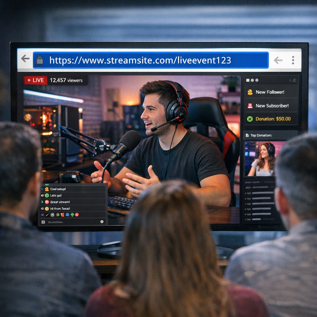 live stream url on a computer screen